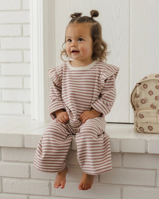 Ruffle Cozy Set Mulberry Stripe | Quincy Mae