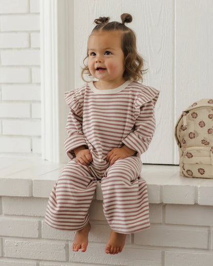 Ruffle Cozy Set Mulberry Stripe | Quincy Mae