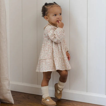 Ruffle Collar Button Dress Pink Blossom | Quincy Mae