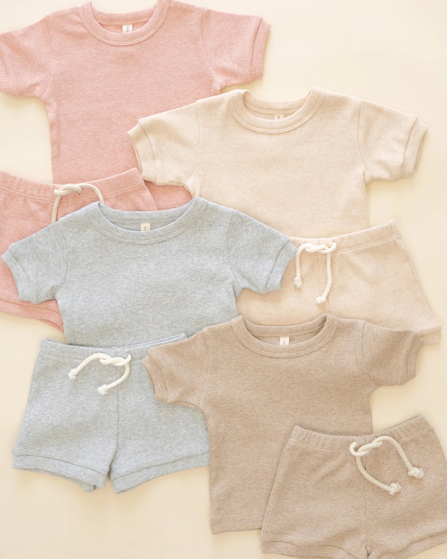Ribbed Shortie Set Taupe | Quincy Mae