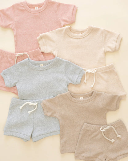 Ribbed Shortie Set Taupe | Quincy Mae