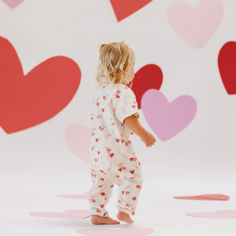 Red and pink balloon jersey set