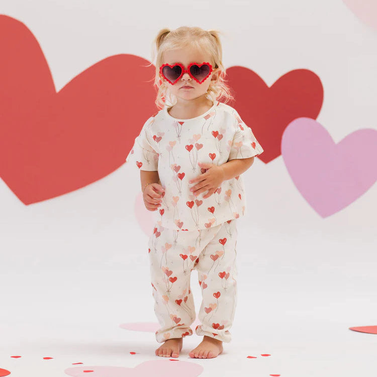 Red and pink balloon jersey set