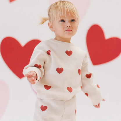Quincy Mae Cream Heart Knit Set