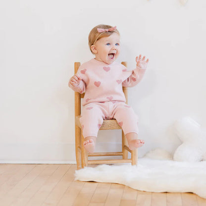 Ensemble tricot coeur rose 4-5 ans | Quincy Mae