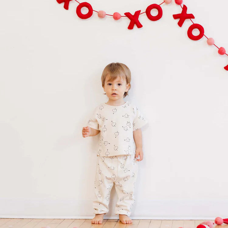 Quincy Mae Cupid Short Sleeve Cream Jersey Set