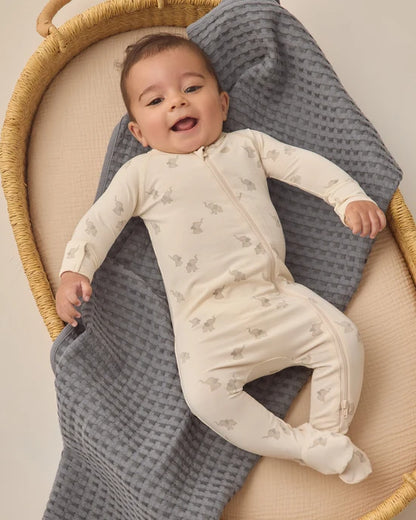 Bamboo Zip Footie Elephants | Quincy Mae
