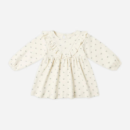 Ditsy Blue Ruffled Pointelle Dress | Quincy Mae
