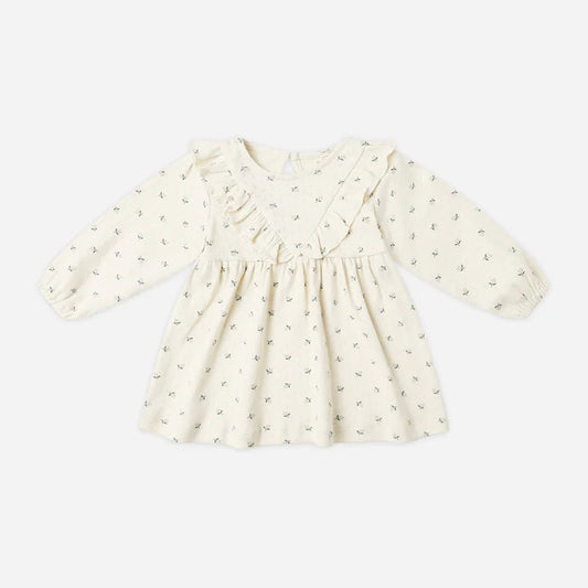 Robe pointelle à volants Bleu Ditsy | Quincy Mae