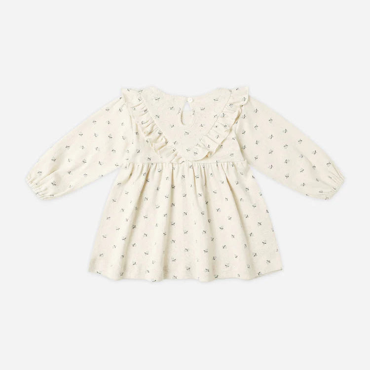 Ditsy Blue Ruffled Pointelle Dress | Quincy Mae