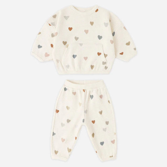 Waffle Sweater Set Confetti Hearts | Quincy Mae
