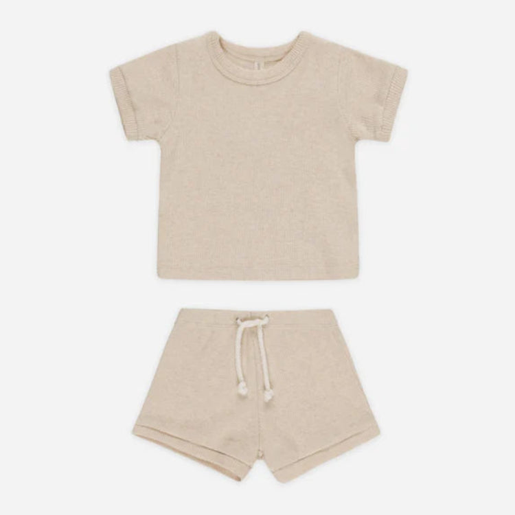 Ribbed Shortie Set Taupe | Quincy Mae