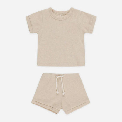Ribbed Shortie Set Taupe | Quincy Mae