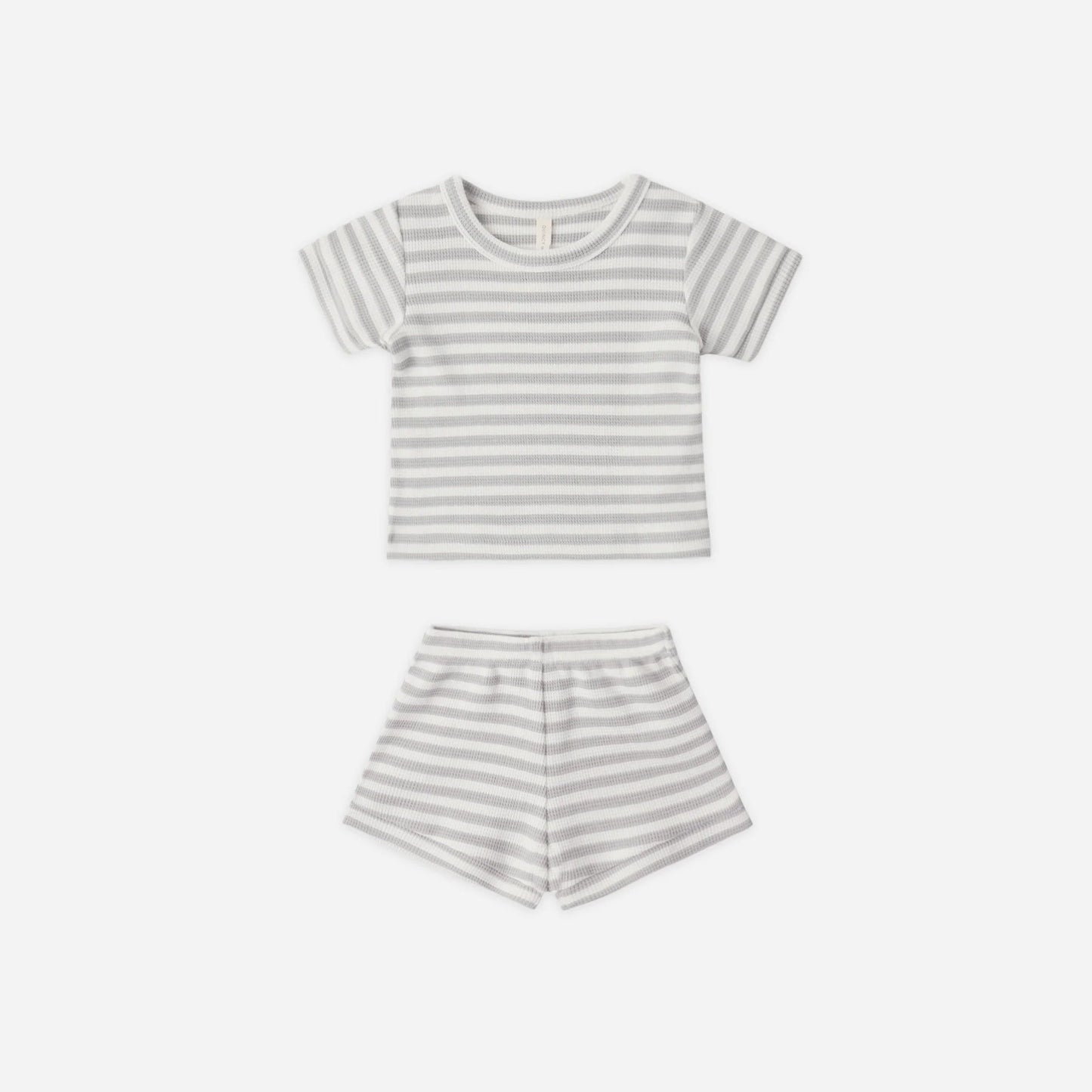 Waffle Shortie Set Sage Stripe | Quincy Mae
