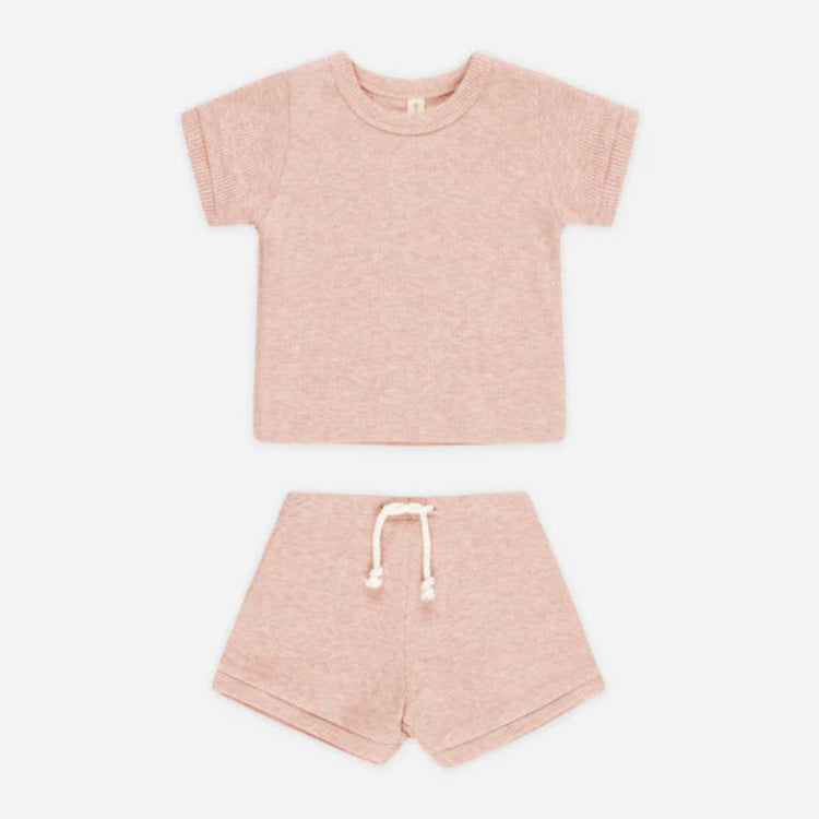 Ribbed Shortie Set Rose | Quincy Mae