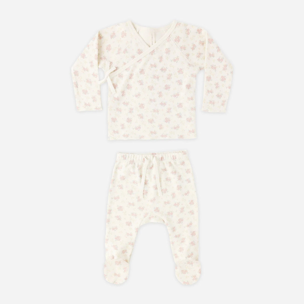 Wrap Top + Footed Pant Set Flower Field | Quincy Mae