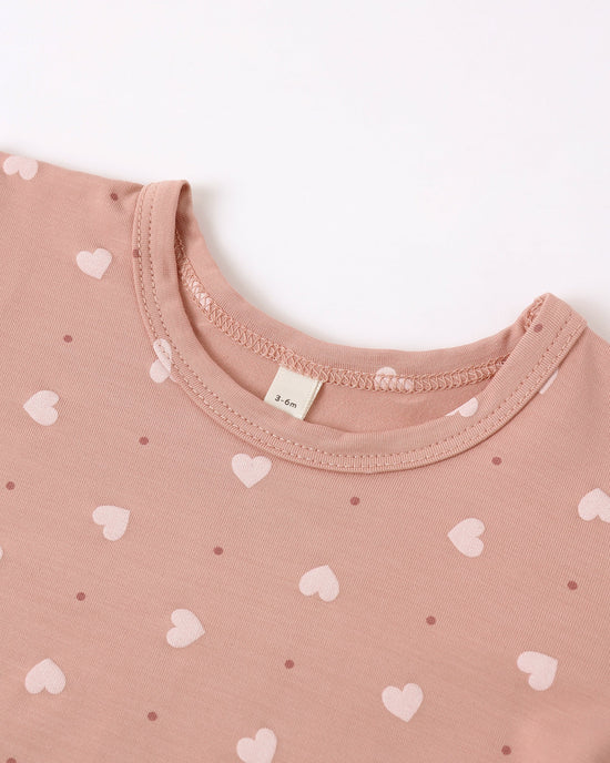 Bamboo Pajama Set Pink Hearts | Quincy Mae