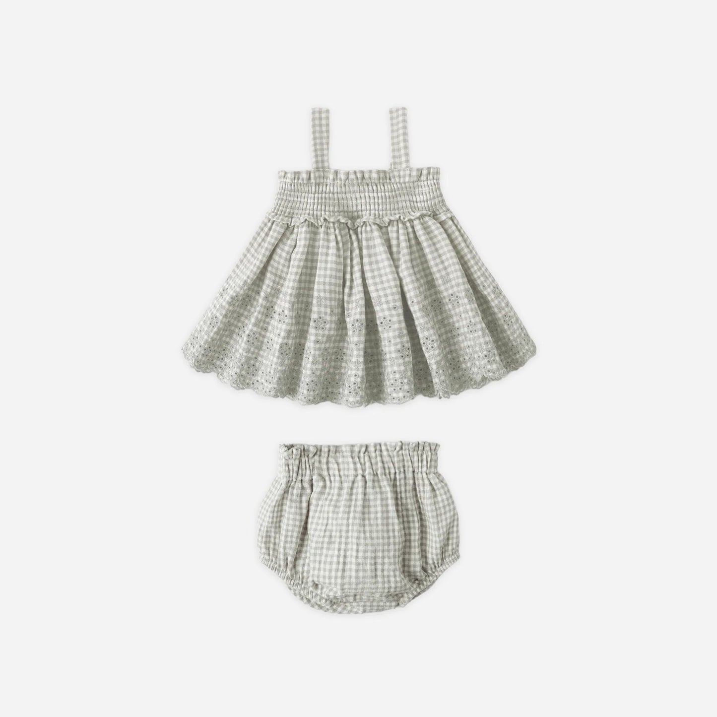 Smoked Top + Bloomer Set Sage Gingham | Quincy Mae