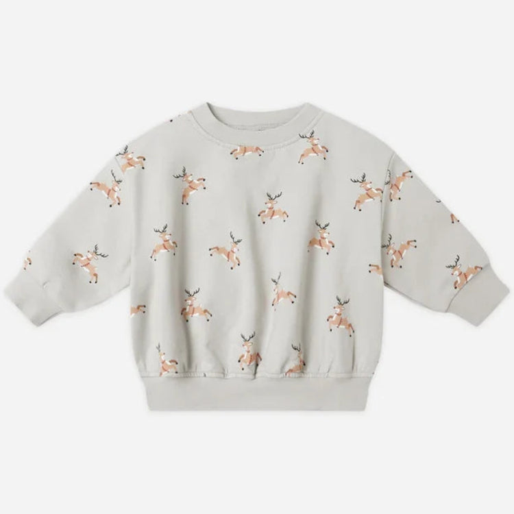 Relaxed Fleece Sweatshirt Reindeer | Quincy Mae
