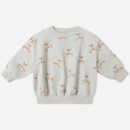 Relaxed Fleece Sweatshirt Reindeer | Quincy Mae