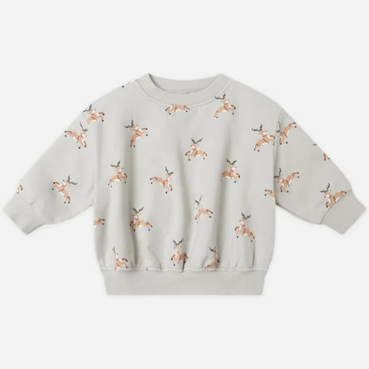 Relaxed Fleece Sweatshirt Reindeer | Quincy Mae
