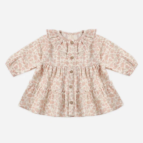 Ruffle Collar Button Dress Pink Blossom | Quincy Mae