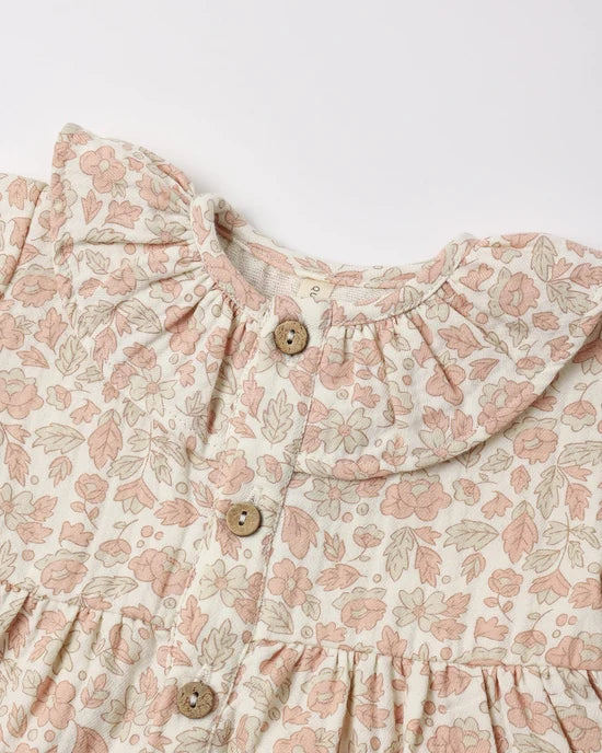 Ruffle Collar Button Dress Pink Blossom | Quincy Mae