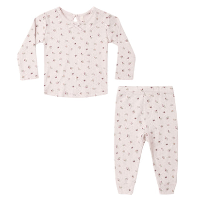 Pointelle Long Sleeve Tee + Heart Ditsy Legging | Quincy Mae