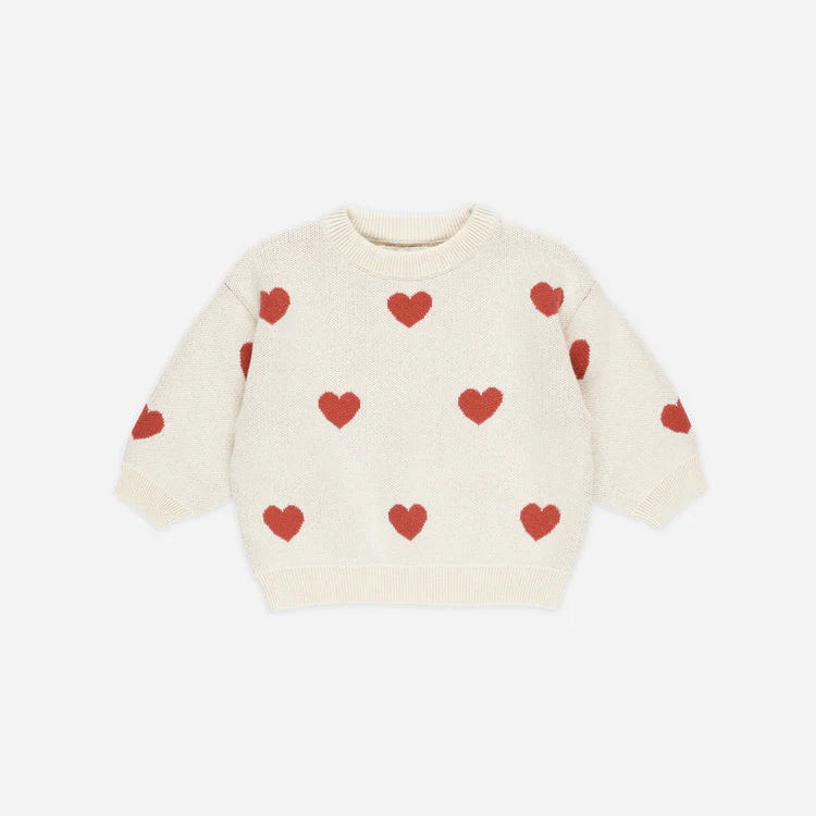 Quincy Mae Cream Heart Knit Set