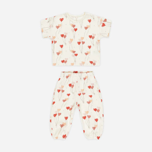 Red and pink balloon jersey set