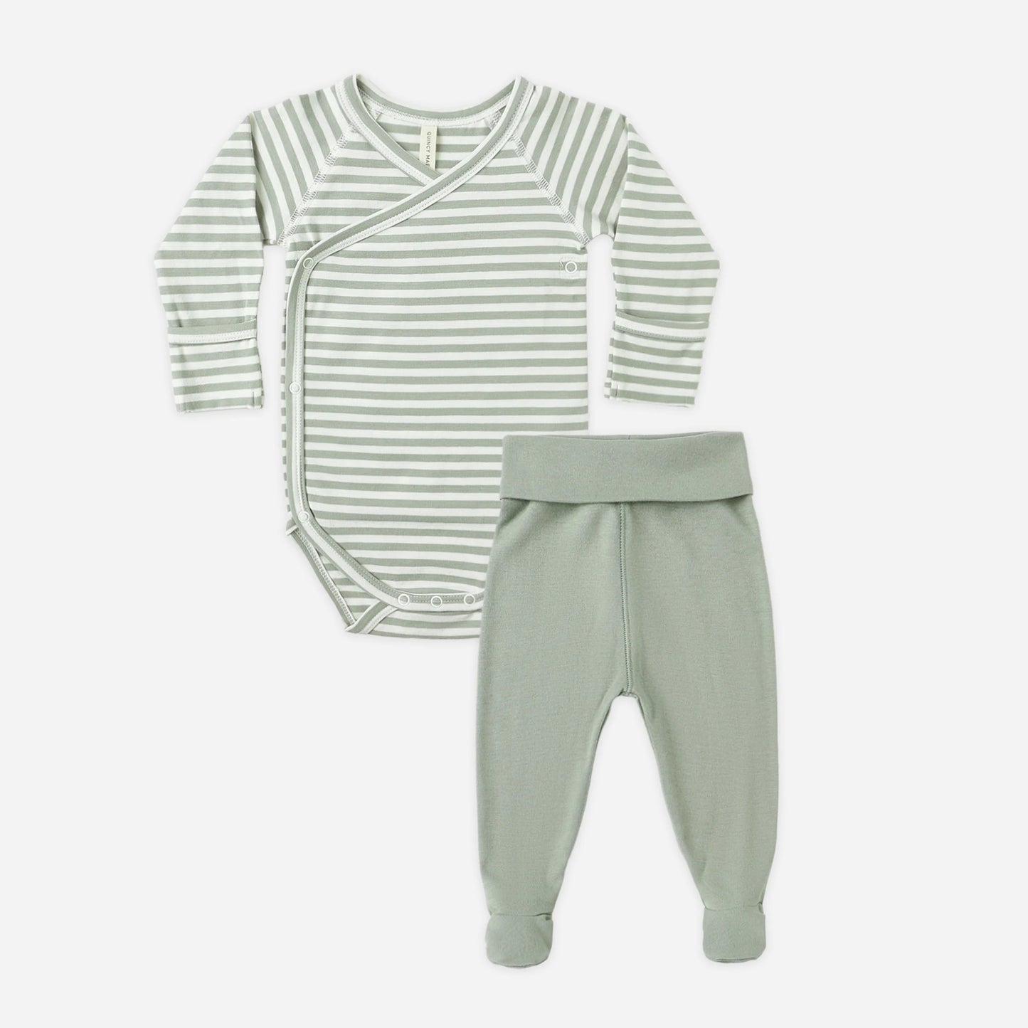 Side Snap Pant Set Fern Stripe | Quincy Mae