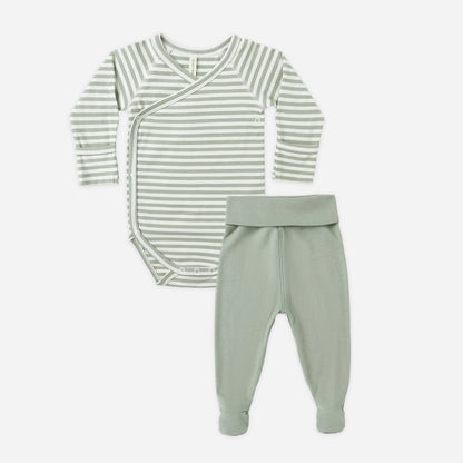 Side Snap Pant Set Fern Stripe | Quincy Mae