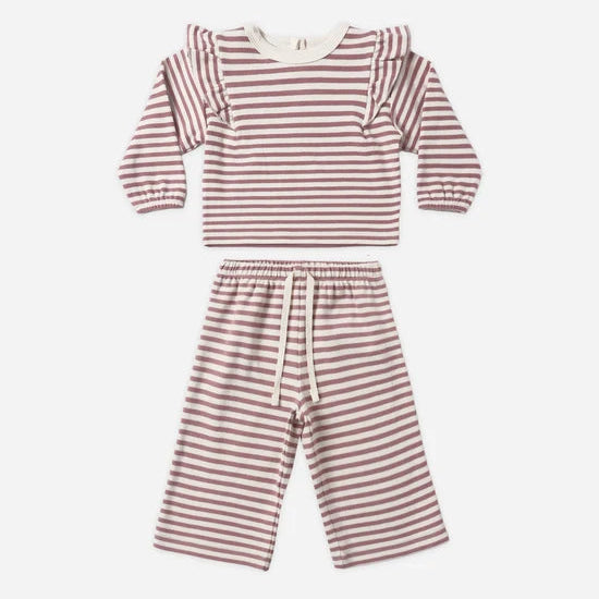 Ruffle Cozy Set Mulberry Stripe | Quincy Mae