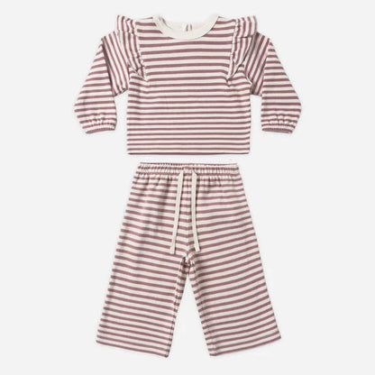 Ruffle Cozy Set Mulberry Stripe | Quincy Mae