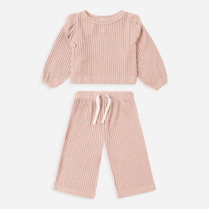 Ensemble rose gaufré  à volants | Quincy Mae