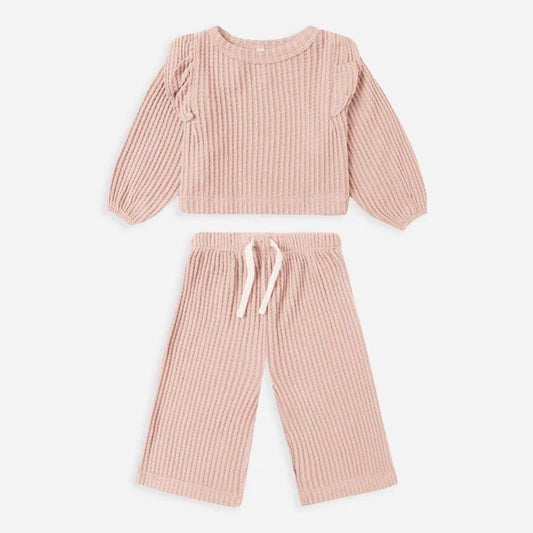 Ensemble rose gaufré  à volants | Quincy Mae