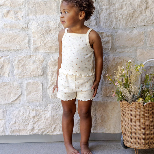 Pointelle Tee + Shortie set Petit Fleur | Quincy Mae
