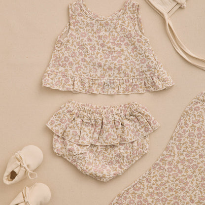 Ruffle Tulip Top + Bloomer Set Dahlia | Quincy Mae
