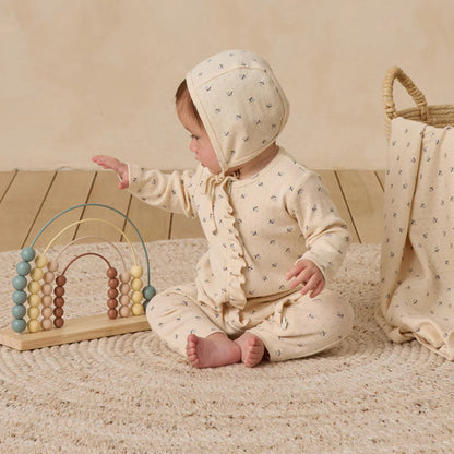 Ruffle Jumpsuit Blue Ditsy | Quincy Mae