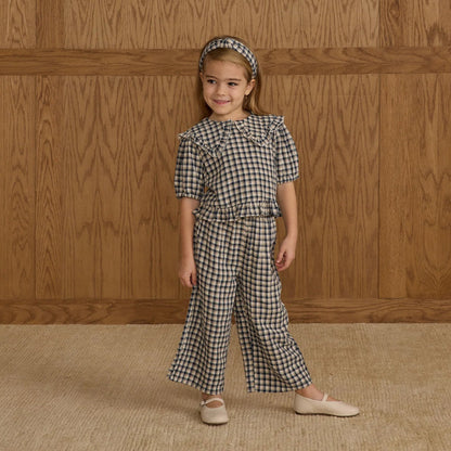 Navy Check pants And Blouse Set | Rylee + Cru