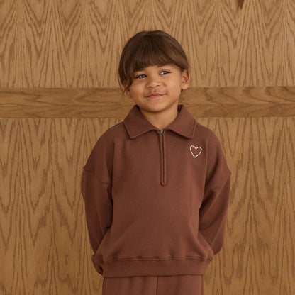 Quarter Zip Sweatshirt Brown | Rylee + Cru