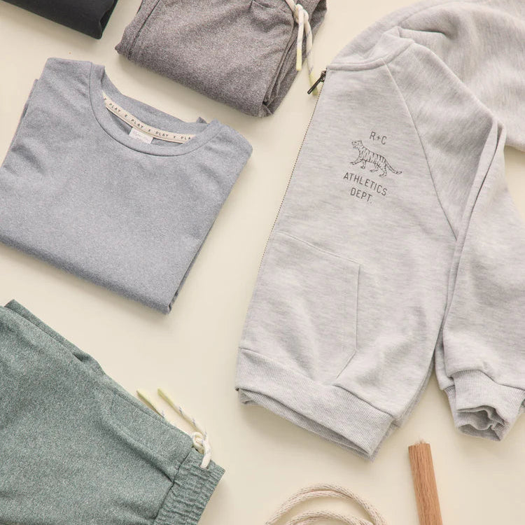 Zip Raglan Hoodie Heathered Ash | Rylee + Cru