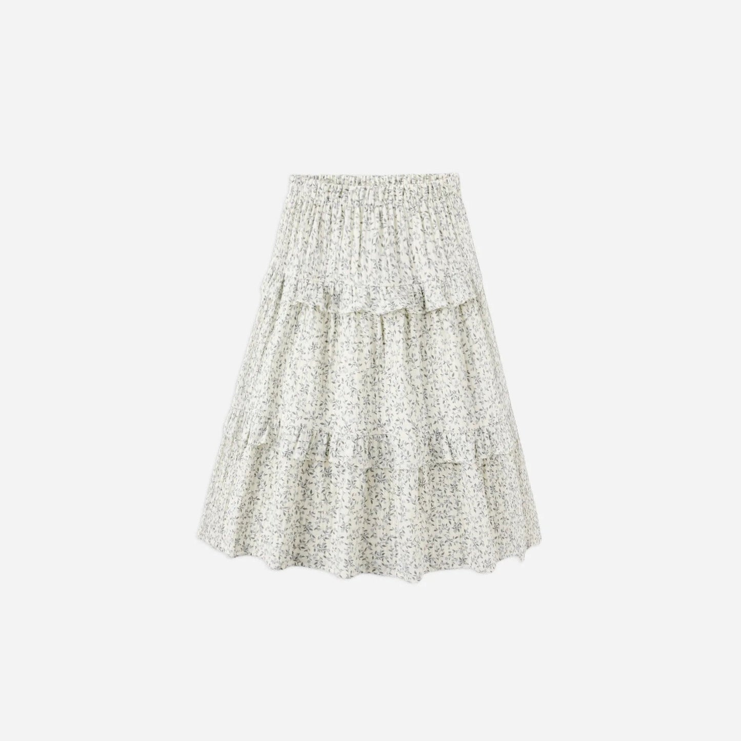 Ruffled Midi Skirt Blue Vines 2-3Y | Rylee + Cru