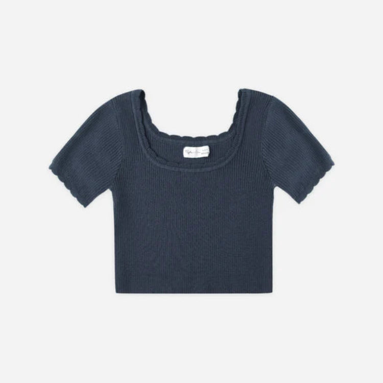 Scallop Tee Navy | Rylee + Cru