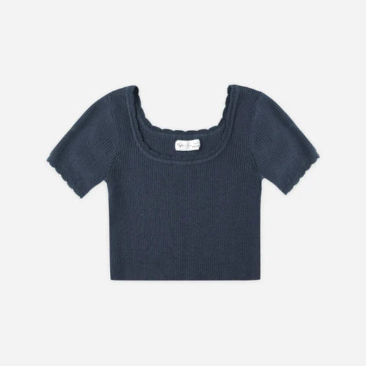 Scallop Tee Navy | Rylee + Cru