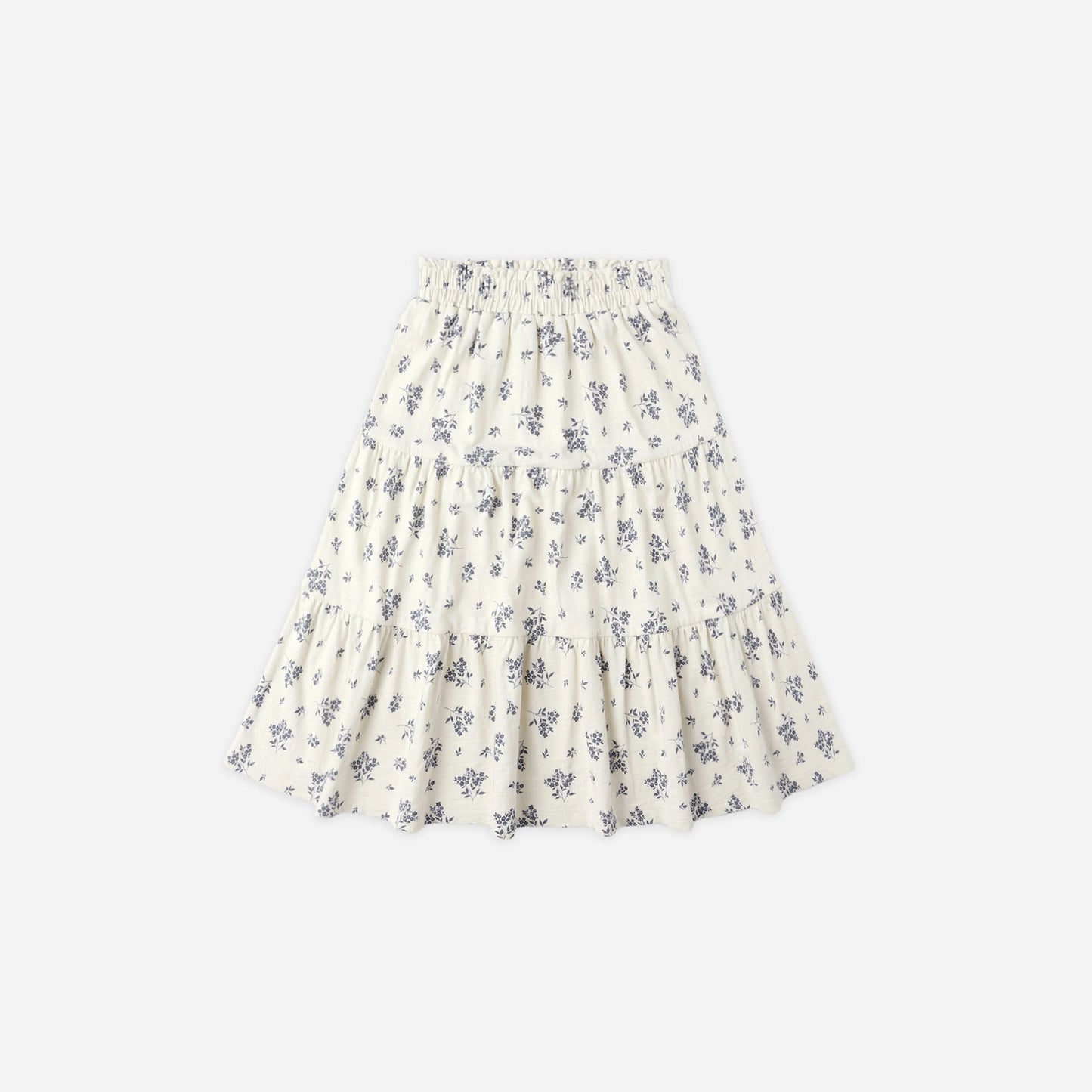 Ruffle Tiered Midi Skirt Blue Floral 2-3Y | Rylee + Cru