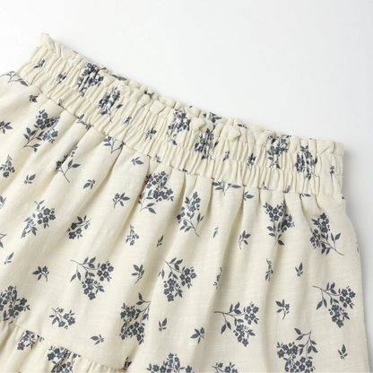 Ruffle Tiered Midi Skirt Blue Floral 2-3Y | Rylee + Cru