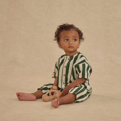 Hayes Jumpsuit Green Stripe | Rylee + Cru