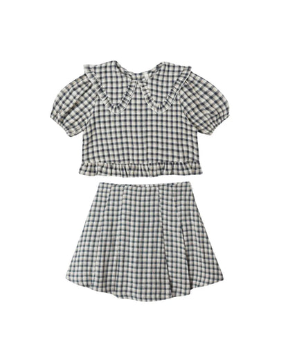 Navy Check Skirt And Blouse Set | Rylee + Cru