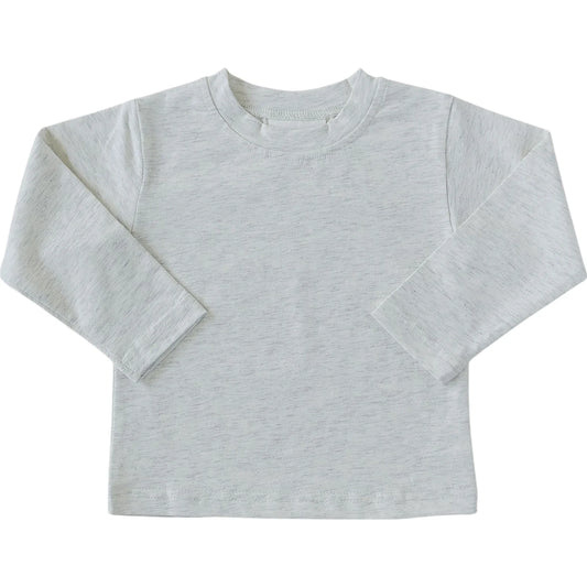Heather Grey Long Sleeve Cotton Tee | Mebie